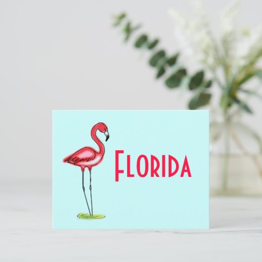 Flamingo Postcard Postkarte (Stehend Vorderseite)