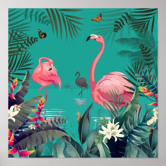 Flamingo-Poster für tropische Wandkunst Poster (Vorne)