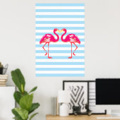 Flamingo Poster, tropische Sommerfarben, hellblau Poster (Heimbüro)