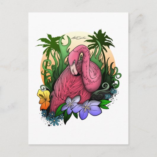 Flamingo Postkarte (Vorderseite)