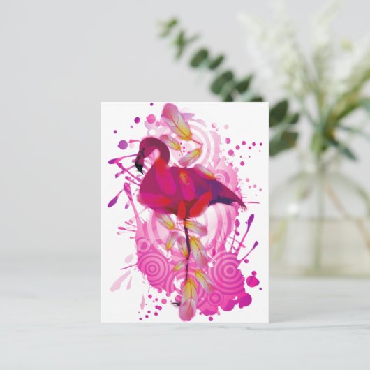 Flamingo Postkarte (Stehend Vorderseite)