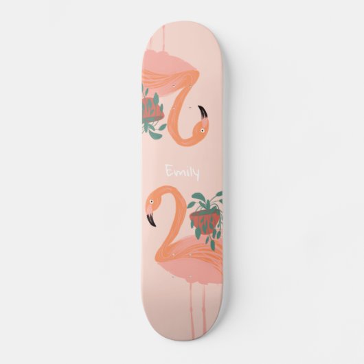 Flamingo Potted Pflanze Skateboard (Vorderseite)
