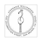 Flamingo Princess Custom Round Name Rücksendeadres Gummistempel (Prägung)