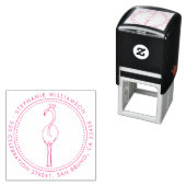 Flamingo Princess Custom Round Name Rücksendeadres Permastempel (Beispiel)