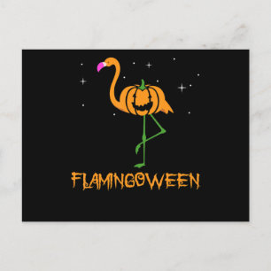 Flamingo Pumpkin Halloween Flamingoween Bird Pink Einladungspostkarte