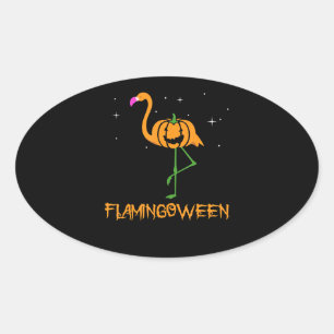 Flamingo  Pumpkin Halloween Flamingoween Bird Pink Ovaler Aufkleber