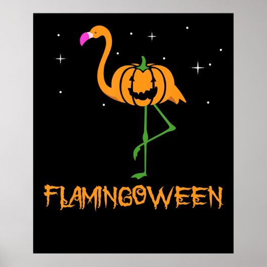 Flamingo |Pumpkin Halloween Flamingoween Bird Pink Poster (Vorne)