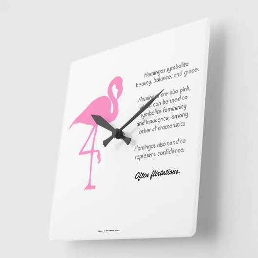 Flamingo Quadratische Wanduhr (Winkel)