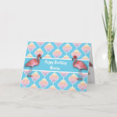 Flamingo Quatrefoil Geburtstag Karte (Vorderseite)