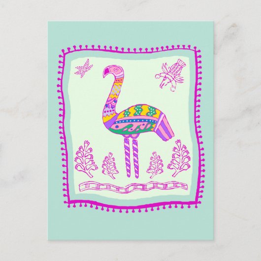 Flamingo Quilt Postkarte (Vorderseite)