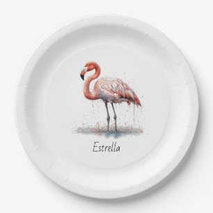 Flamingo-Radiance: Tropisches Aquarell, individuel Pappteller