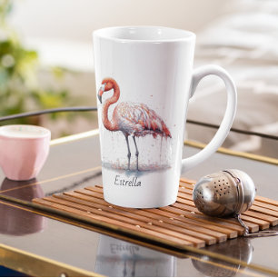Flamingo-Radiance: Tropisches Wasserfarbdesign, in Milchtasse