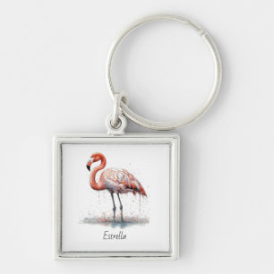 Flamingo-Radiance: Wasserfarben-Flamingo, individu Schlüsselanhänger