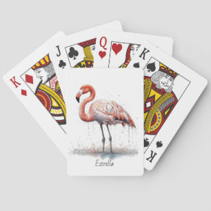 Flamingo-Radiance: Wasserfarben-Flamingo, individu Spielkarten