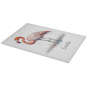 Flamingo-Radiance: Wasserfarbenkunst individuell Schneidebrett