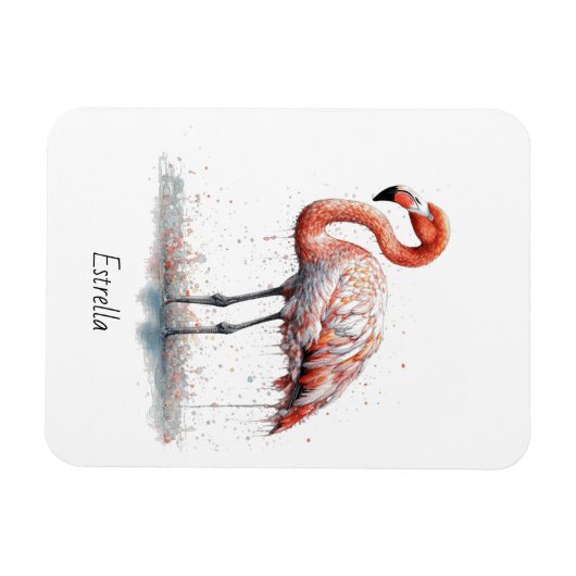 Flamingo Radiance: Watercolor Flamingo, benutzerde Magnet (Horizontal)