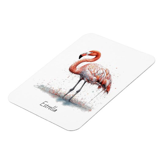 Flamingo Radiance: Watercolor Flamingo, benutzerde Magnet (Linke Seite)