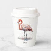 Flamingo Radiation: Tropische Wasserfarbe, kundens Pappbecher (Vorderseite)