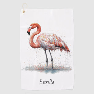Flamingo Radiation: Wasserfarben Kunst, Brauch Golfhandtuch
