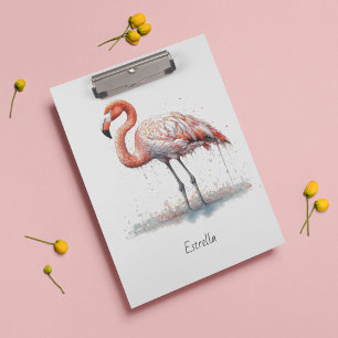 Flamingo Radiation: Wasserfarben Kunst, Brauch Klemmbrett