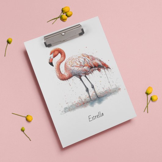 Flamingo Radiation: Wasserfarben Kunst, Brauch Klemmbrett