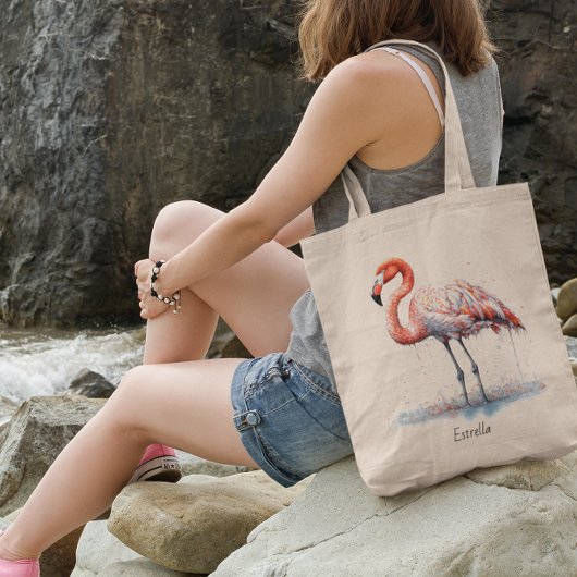 Flamingo Radiation: Wasserfarben Kunst, Brauch Tragetasche