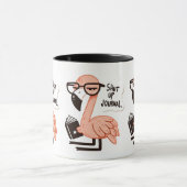 Flamingo Reading a Journal - "Shut Up, Journal" Tasse (Zentrum)