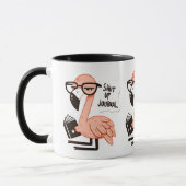 Flamingo Reading a Journal - "Shut Up, Journal" Tasse (Links)