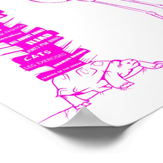 Flamingo Reading Poster (Ecke)