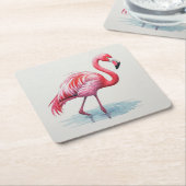 Flamingo Rechteckiger Pappuntersetzer (angewinkelt)