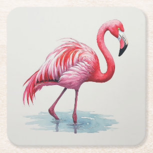Flamingo Rechteckiger Pappuntersetzer