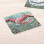 Flamingo Rechteckiger Pappuntersetzer (angewinkelt)