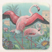 Flamingo Rechteckiger Pappuntersetzer (Vorderseite)