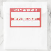 Flamingo Red Name & Pronoun Labels Rechteckiger Aufkleber (Tasche)