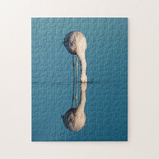 Flamingo-Reflexion, Laguna Chaxa, Atacama Puzzle (Vertikal)