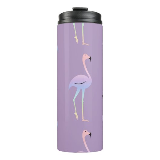 Flamingo Regenbogen: farbenfrohes, nahtloses Muste Thermosbecher (Vorderseite)