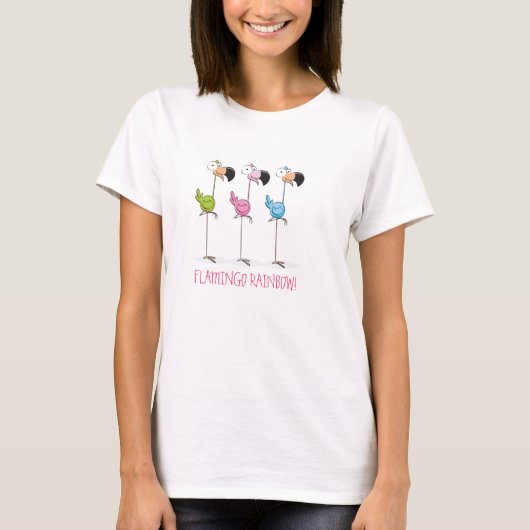 Flamingo-Regenbogen-Shirt T-Shirt (Vorderseite)