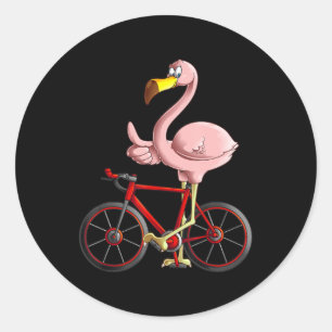Flamingo Reiten a Bicycle Cool Biker Runder Aufkleber