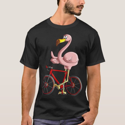 Flamingo Reiten a Bicycle Cool Biker T-Shirt (Vorderseite)