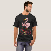 Flamingo Reiten a Bicycle Cool Biker T-Shirt (Vorne ganz)