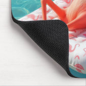 Flamingo Relaxing On a Pool Mattress Mousepad (Ecke)