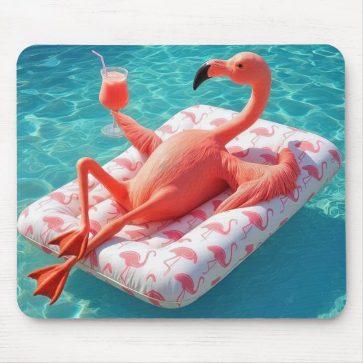 Flamingo Relaxing On a Pool Mattress Mousepad (Vorne)
