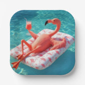 Flamingo Relaxing On a Pool Mattress Pappteller (Vorderseite)