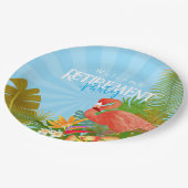 Flamingo Retirement Blue Pappteller (Schrägansicht)