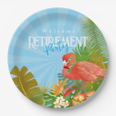 Flamingo Retirement Blue Pappteller (Vorderseite)