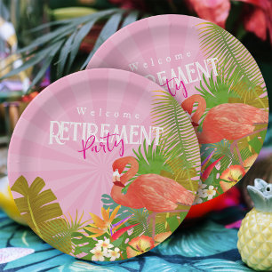 Flamingo Retirement Pink Pappteller