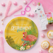 Flamingo Retirement Yellow Orange Pappteller (Party)