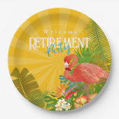 Flamingo Retirement Yellow Orange Pappteller (Vorderseite)