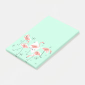 Flamingo Retro Green Post-it Note vertikal Klebezettel (angewinkelt)