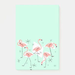 Flamingo Retro Green Post-it Note vertikal Klebezettel
